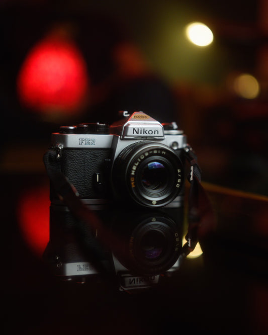 Nikon FE2 w/ 50mm f2 Helios lens - 35mm SLR Film Camera